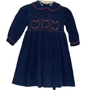 Corduroy Dress Girls Size 4 Blue Long Sleeve Birthday Party School Church Event